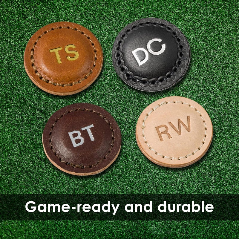 NORTHWIND Personalized Leather Golf Ball Markers (Set of 2) – Monogrammed Full Grain Genuine Leather, Debossed & Handmade in USA – Custom Golf Accessories, Unique Premium Gifts for Men, Dad & Golfers - Image 4